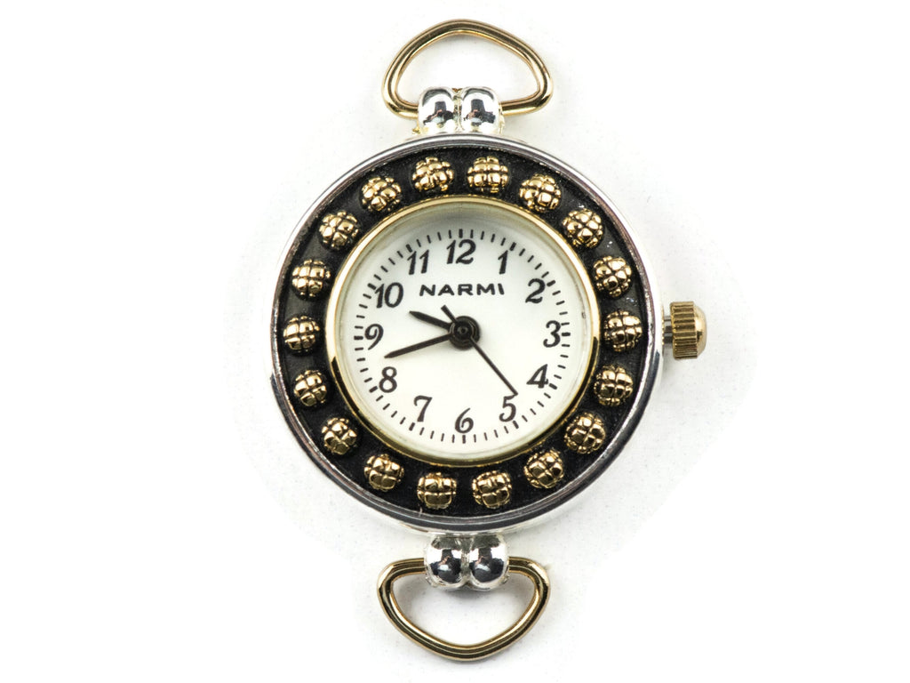 Dandelion White Dial Two-Tone Round Watch Face • DIY Beading Watch • Jewelry Making • Analog • Loops and Battery Included