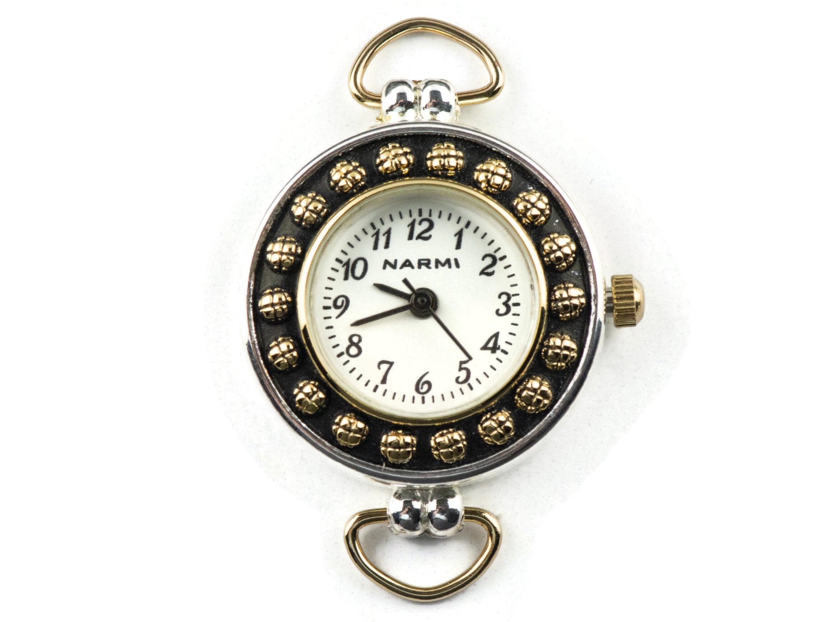 Dandelion White Dial Two-Tone Round Watch Face • DIY Beading Watch • Jewelry Making • Analog • Loops and Battery Included