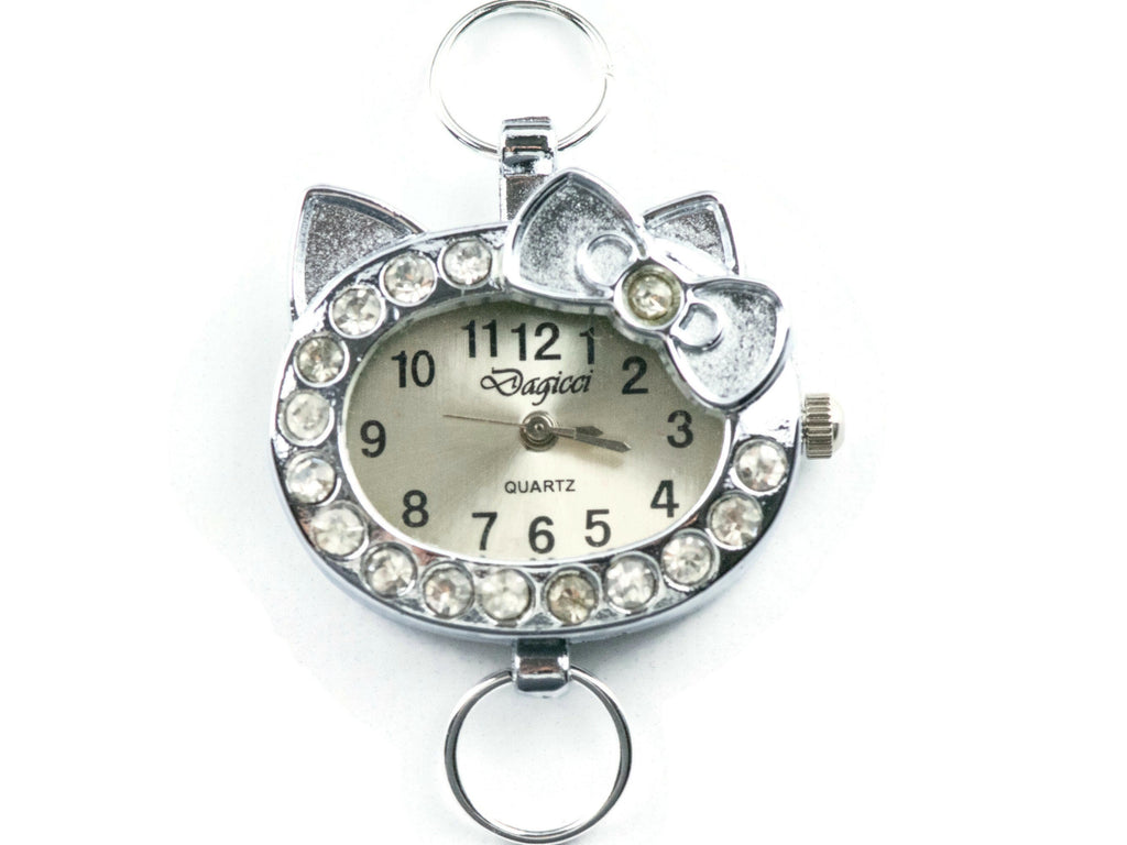 Cat with a Bow Rhinestone-Studded Watch Face • DIY Beading Watch • Jewelry Making • Analog • Loops and Battery Included