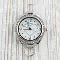 Heart-Outline Rhinestone-Studded Silvertone Round Watch Face • DIY Beading Watch • Jewelry Making • Analog • Loops and Battery Included