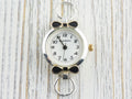 Black Bow Tie Two-Tone Round Watch Face • White Dial • DIY Beading Watch • Jewelry Making • Analog • Loops and Battery Included
