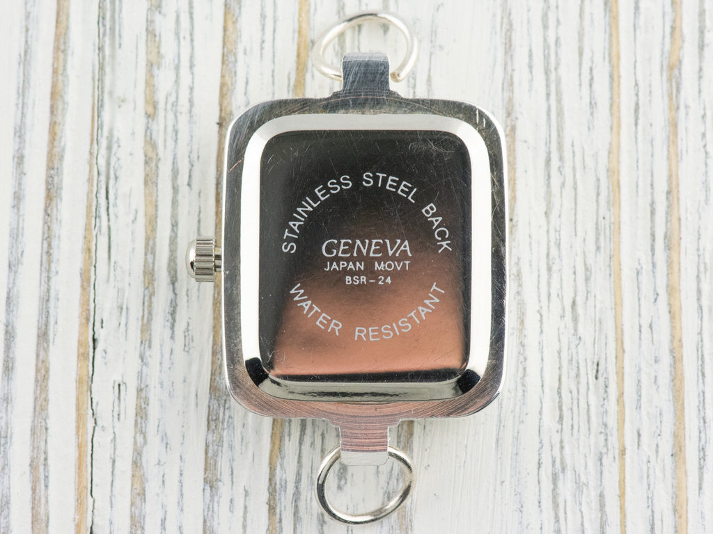 Pink Ribbon Silvertone Embellished Square Watch Face • White Dial • DIY Beading Watch • Jewelry Making • Analog • Loops and Battery Included