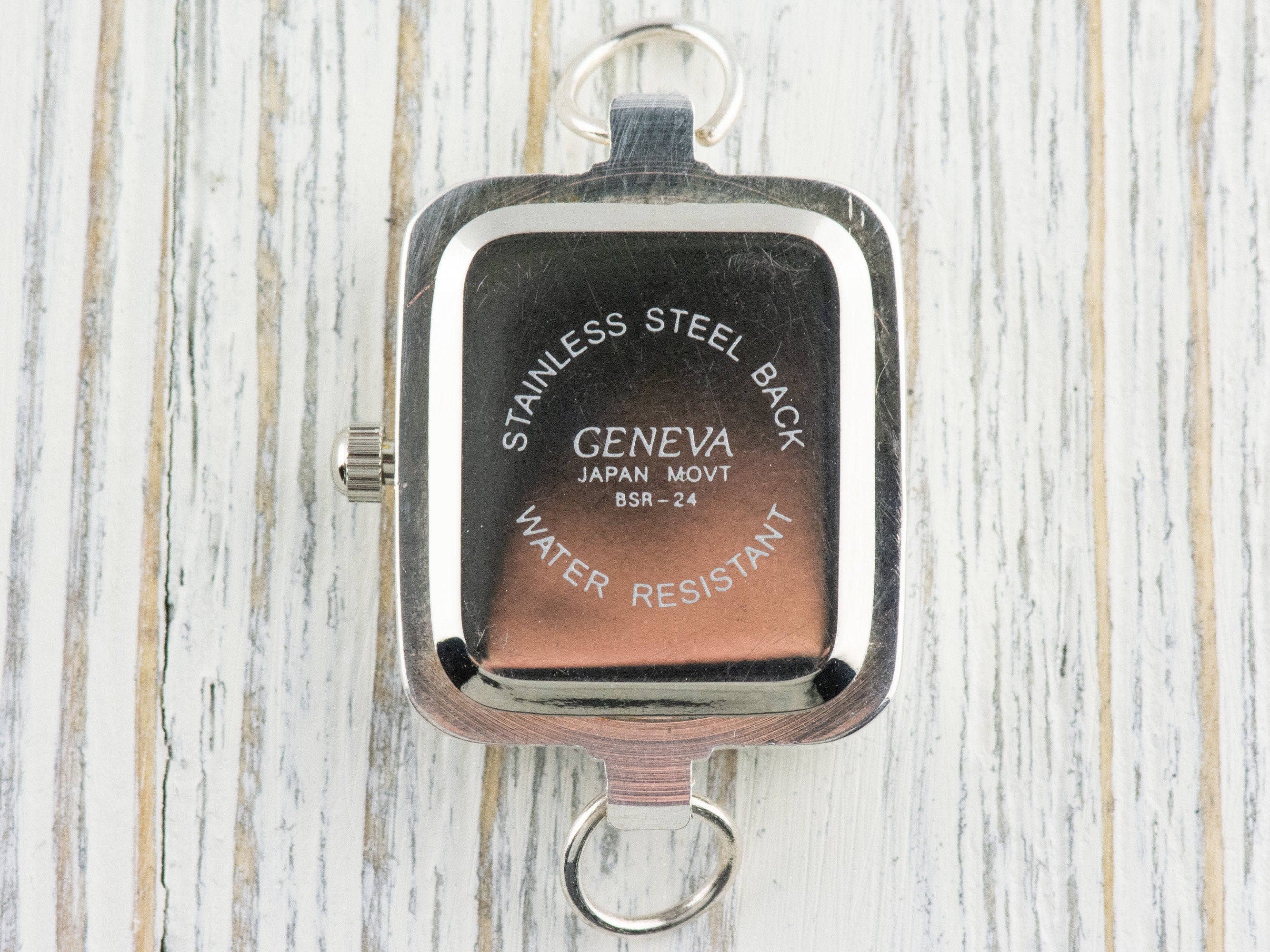 Pink Ribbon Silvertone Embellished Square Watch Face • White Dial • DIY Beading Watch • Jewelry Making • Analog • Loops and Battery Included