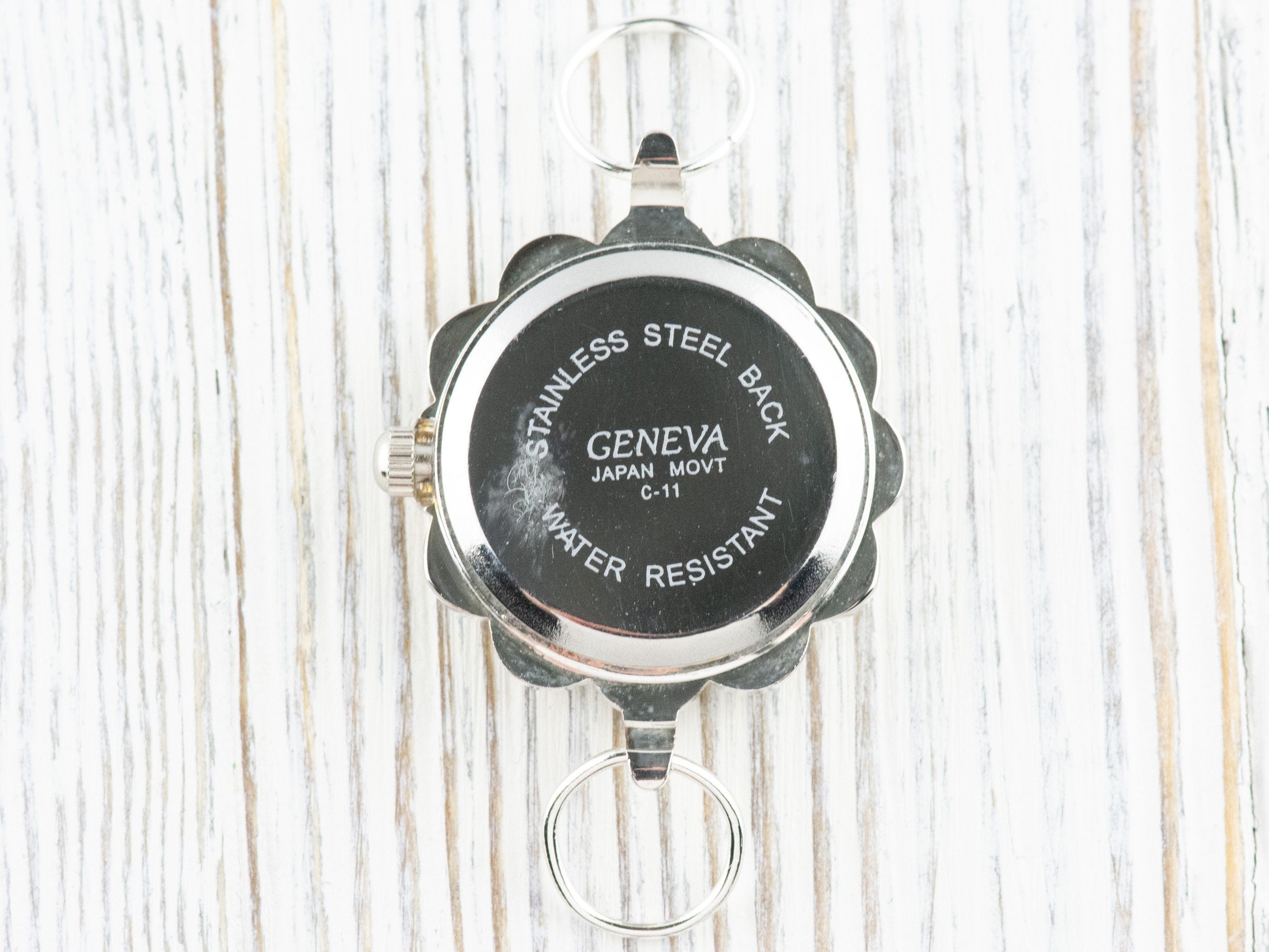 Brown Dial Silvertone Flower Watch Face • DIY Beading Watch • Jewelry Making • Analog • Loops and Battery Included