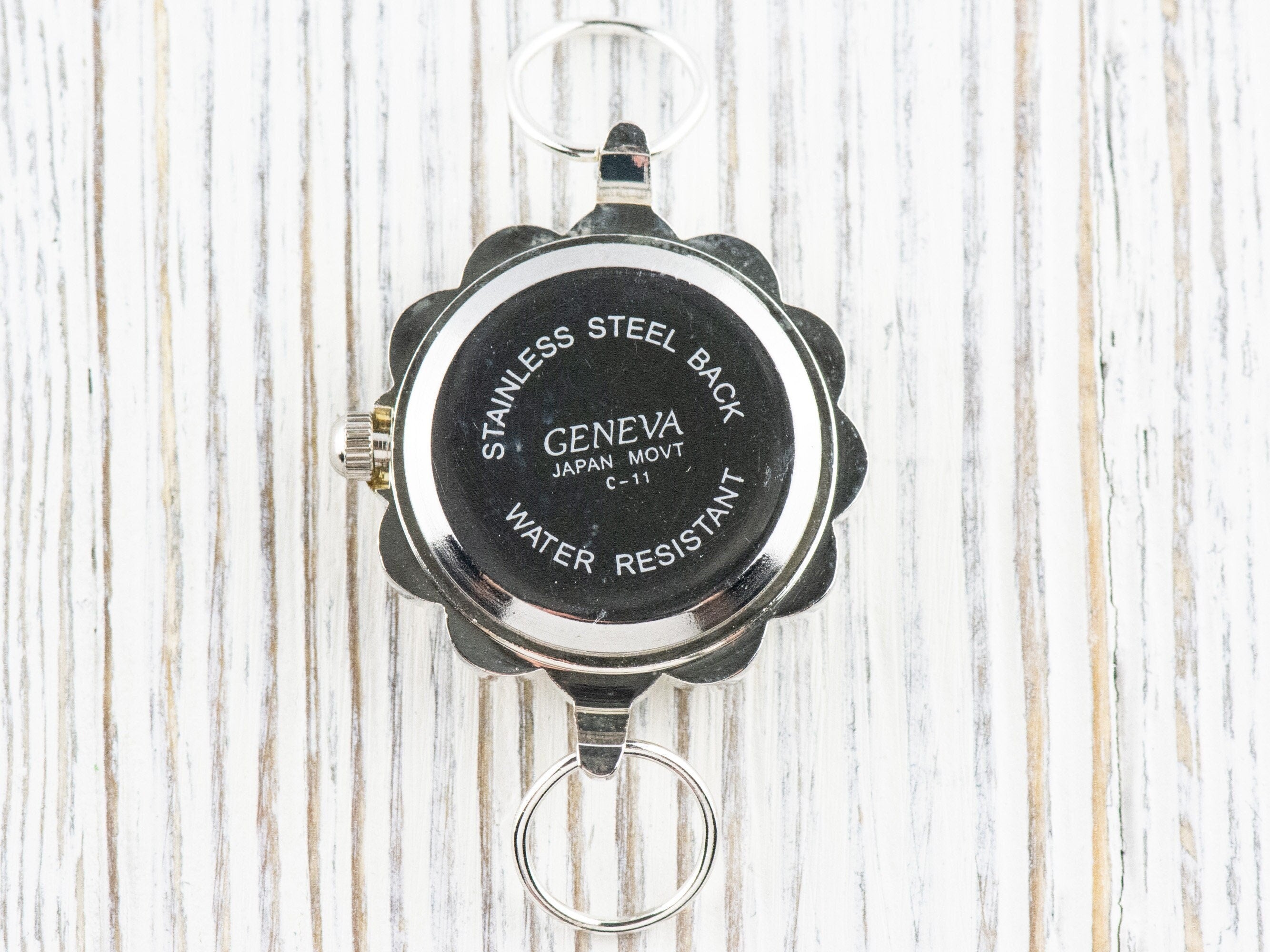 Black Dial Silvertone Flower Watch Face • DIY Beading Watch • Jewelry Making • Analog • Loops and Battery Included