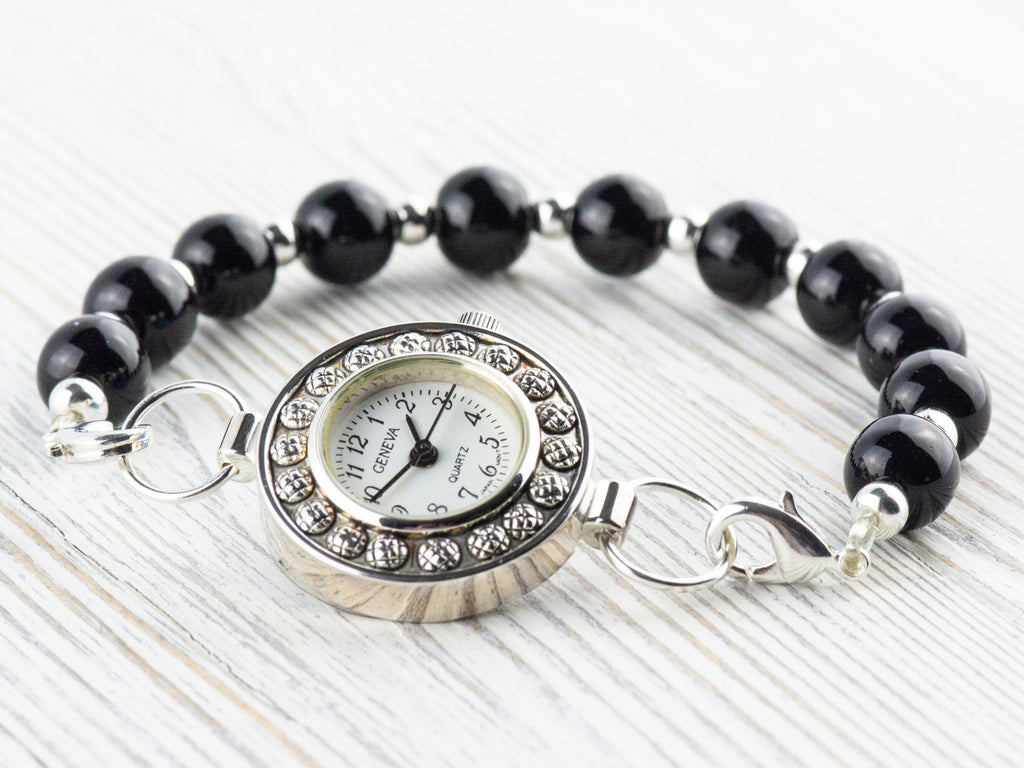 Dandelion White Dial Silvertone Round Watch Face • DIY Beading Watch • Jewelry Making • Analog • Loops and Battery Included