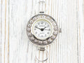 Dandelion White Dial Silvertone Round Watch Face • DIY Beading Watch • Jewelry Making • Analog • Loops and Battery Included