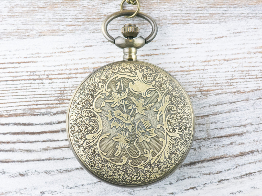 Compass Bronze Pocket Watch Long Necklace / Unique Watches / Nature Inspired Jewelry / Large Pocket Watch
