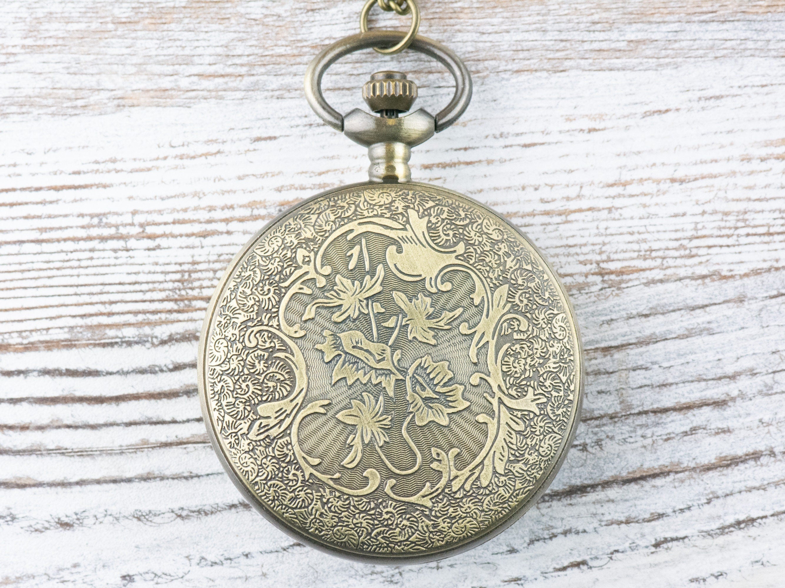 Compass Bronze Pocket Watch Long Necklace / Unique Watches / Nature Inspired Jewelry / Large Pocket Watch