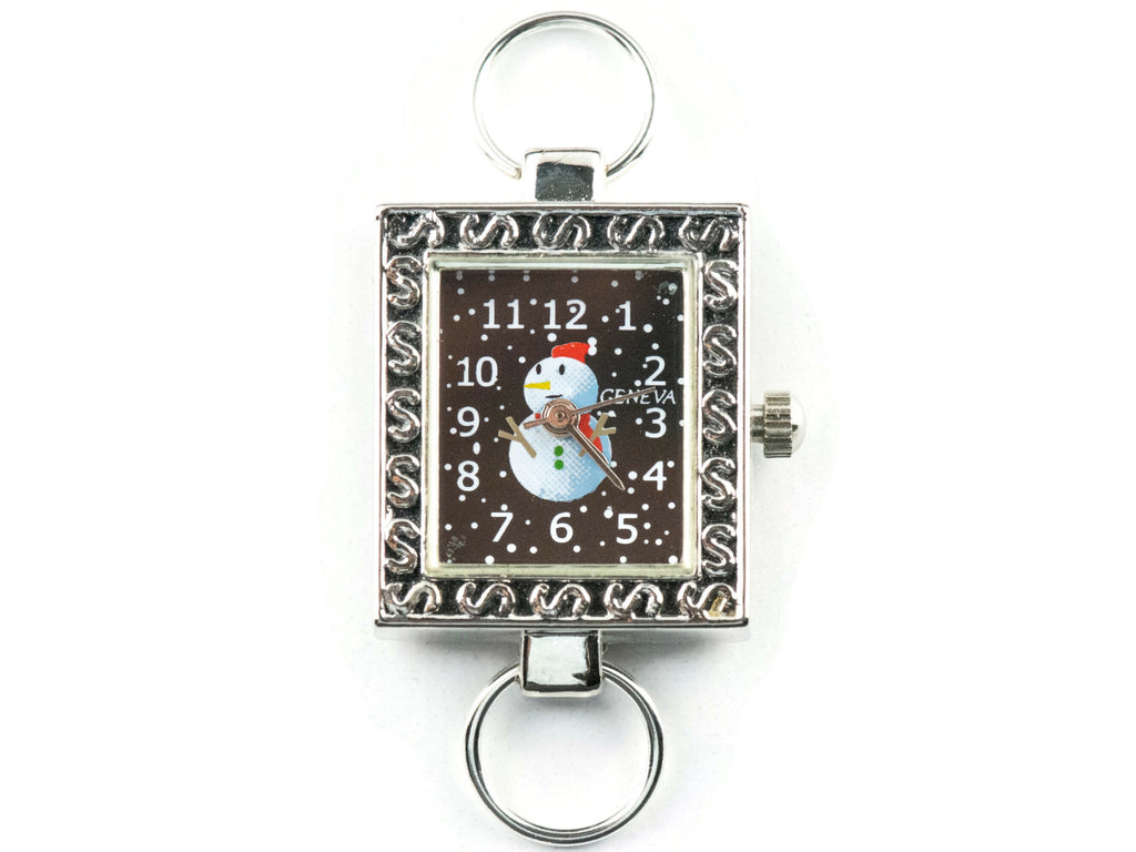 Snowman Watch Face | Winter Watch Face | Black Watch Face | Wrist Watch Face | Beading Watch Face | Women's Silver Watch Face