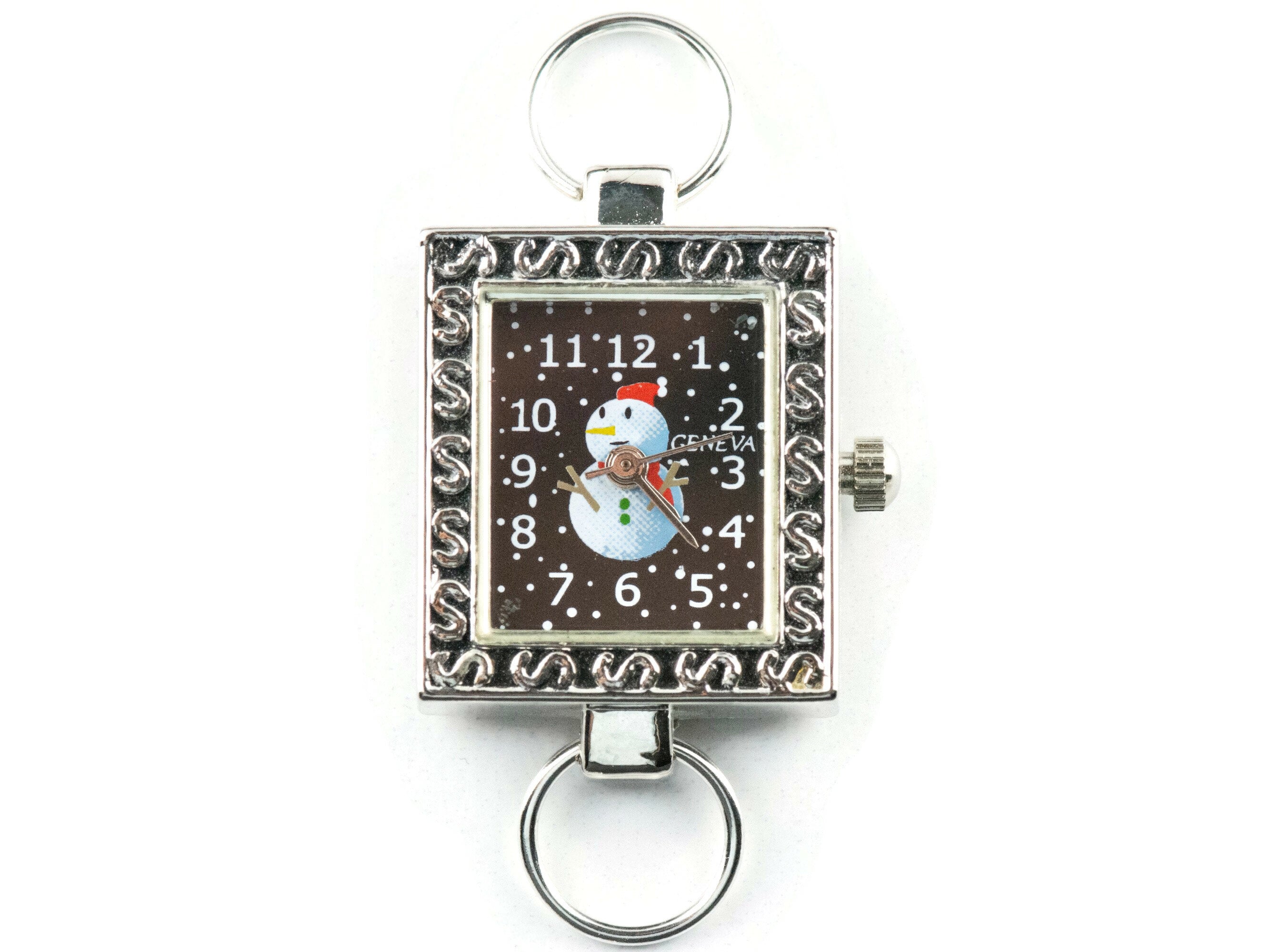 Snowman Watch Face | Winter Watch Face | Black Watch Face | Wrist Watch Face | Beading Watch Face | Women's Silver Watch Face