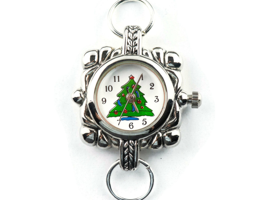 Christmas Tree Watch Face | Square Watch Face | Holiday Watch Face | Wrist Watch Face | Beading Watch Face | Women's Silver Watch Face