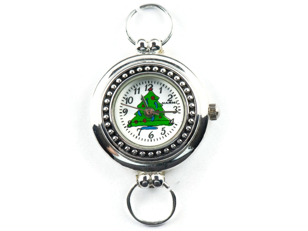 Christmas Tree Watch Face, Round White Watch Face, Christmas Watch, Festive Holiday Jewelry