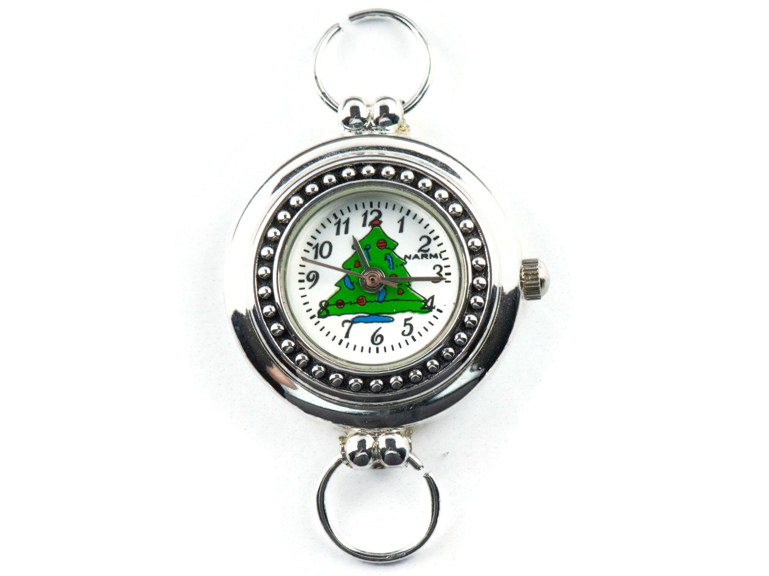 Christmas Tree Watch Face, Round White Watch Face, Christmas Watch, Festive Holiday Jewelry