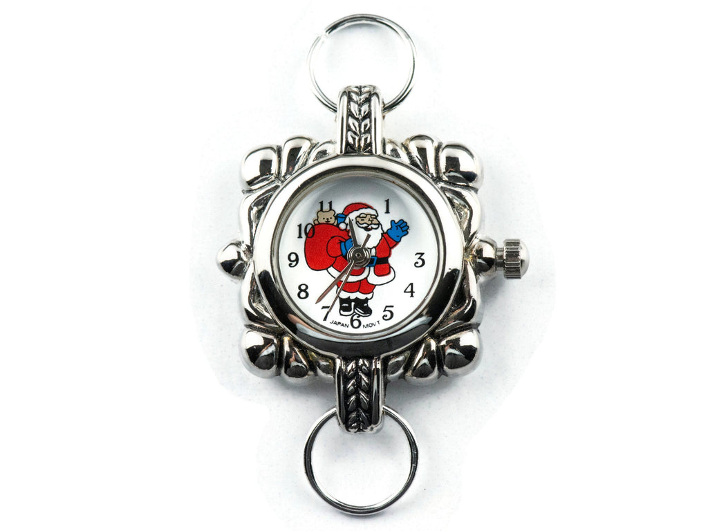 Santa Clause Watch Face | Square Watch Face | Holiday Watch Face | Wrist Watch Face | Beading Watch Face | Women's Silver Watch Face