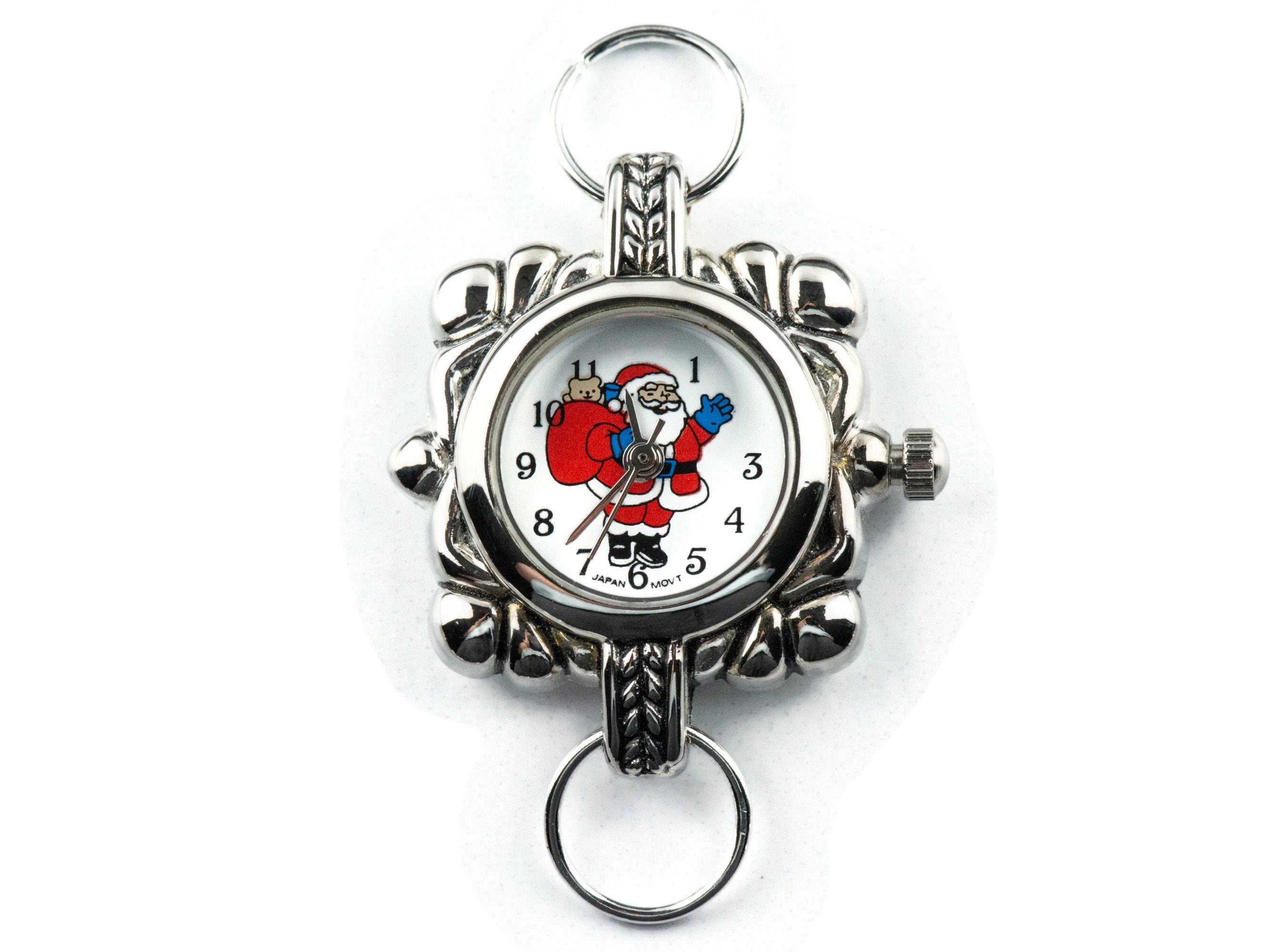 Santa Clause Watch Face | Square Watch Face | Holiday Watch Face | Wrist Watch Face | Beading Watch Face | Women's Silver Watch Face