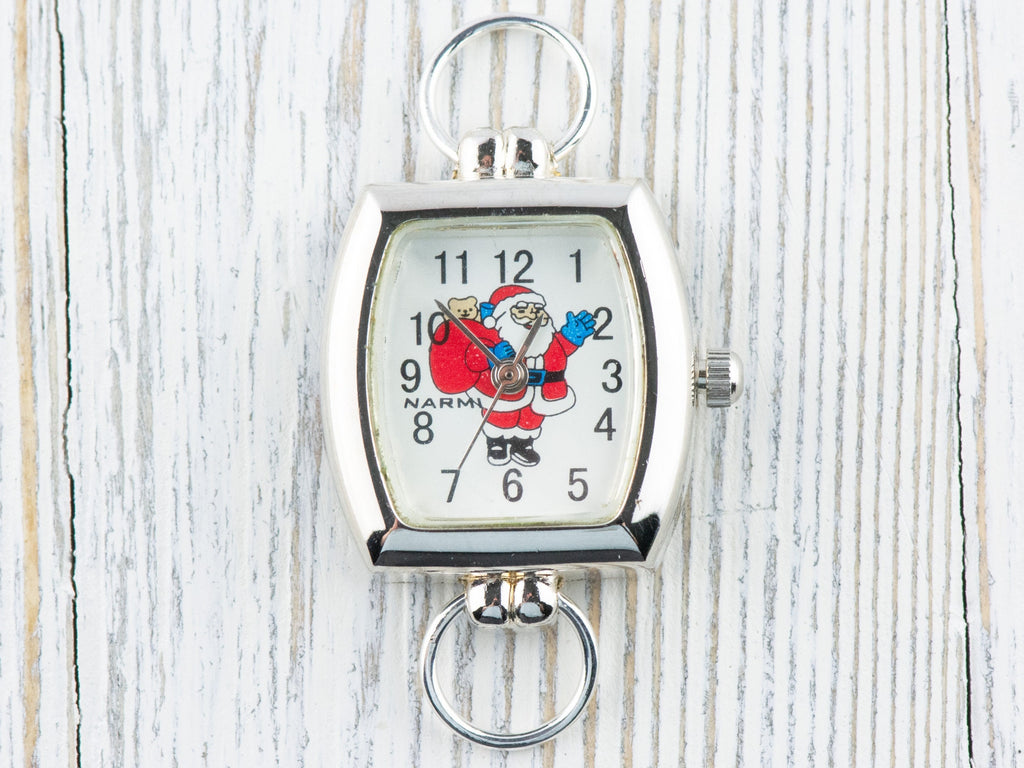 Watch Face, Santa Claus, Square, White Face, Christmas Watch, Holiday Jewelry, Festive
