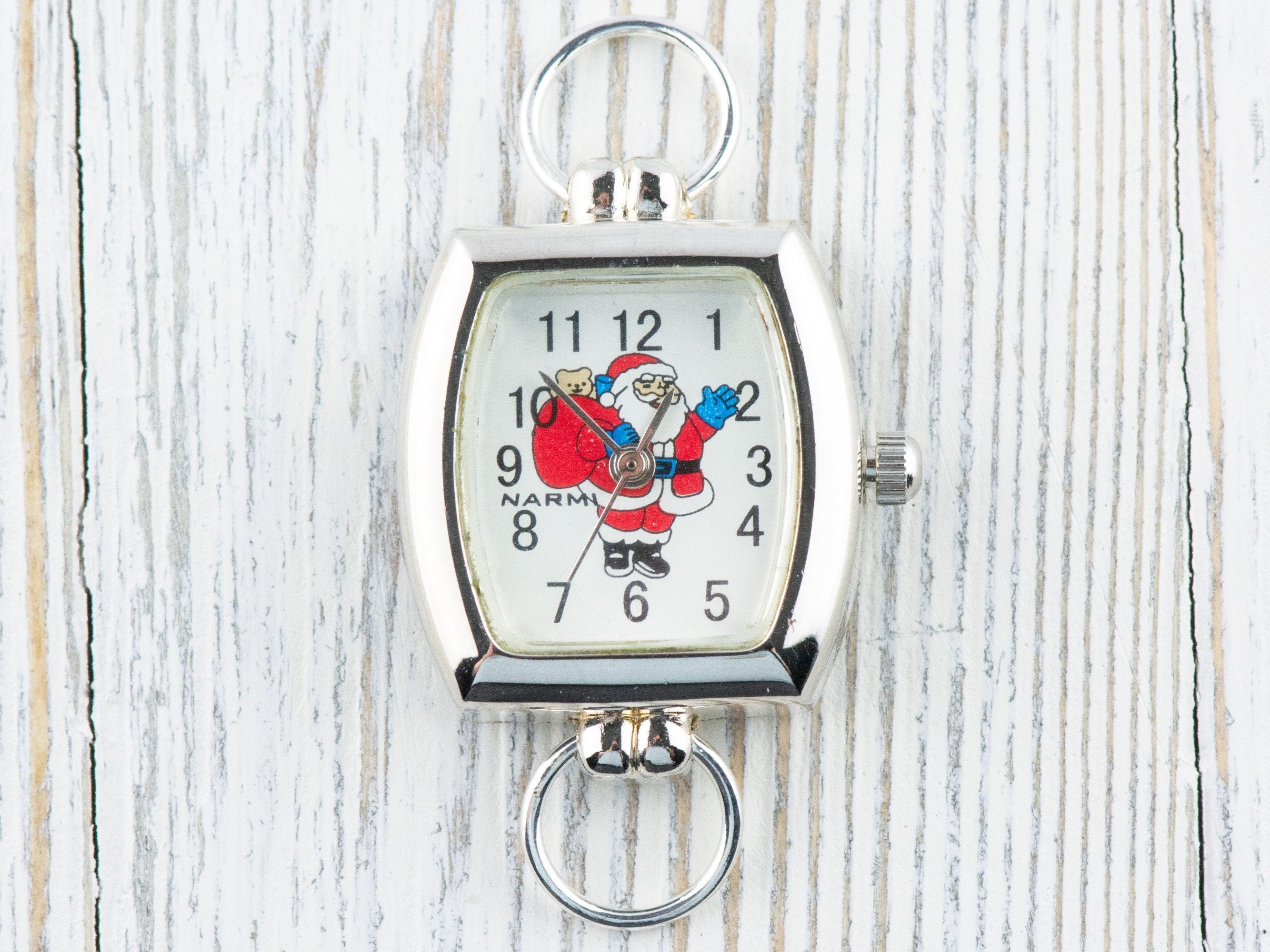 Watch Face, Santa Claus, Square, White Face, Christmas Watch, Holiday Jewelry, Festive
