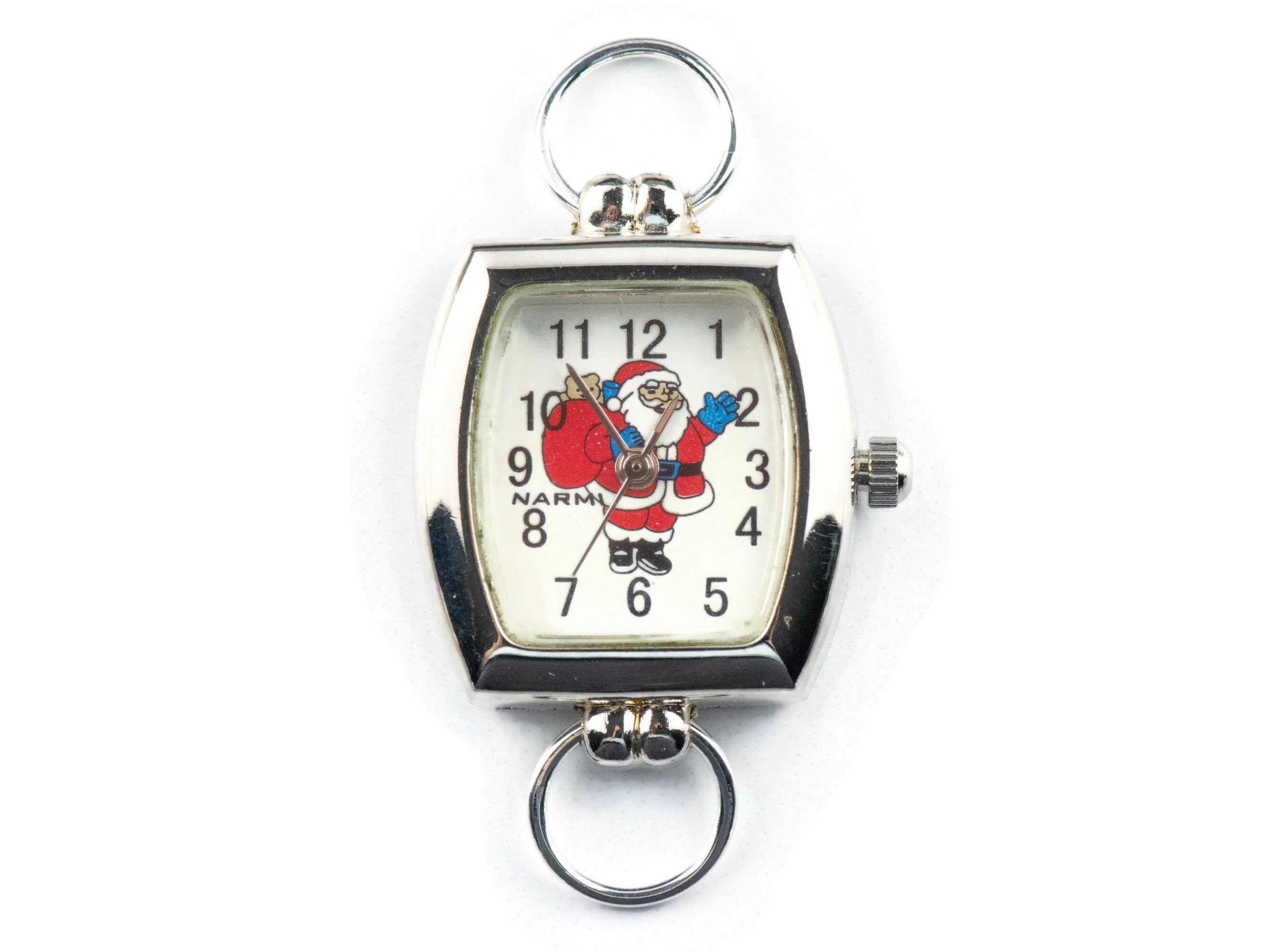 Watch Face, Santa Claus, Square, White Face, Christmas Watch, Holiday Jewelry, Festive