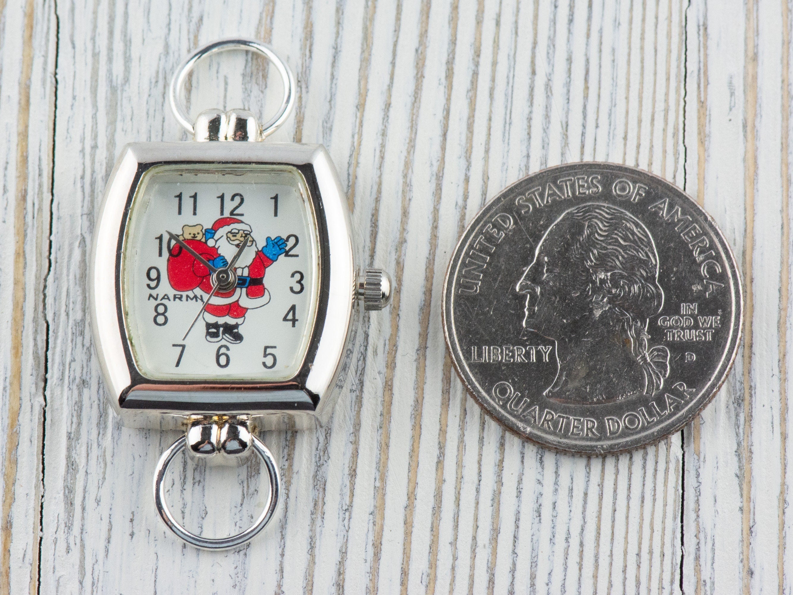 Watch Face, Santa Claus, Square, White Face, Christmas Watch, Holiday Jewelry, Festive