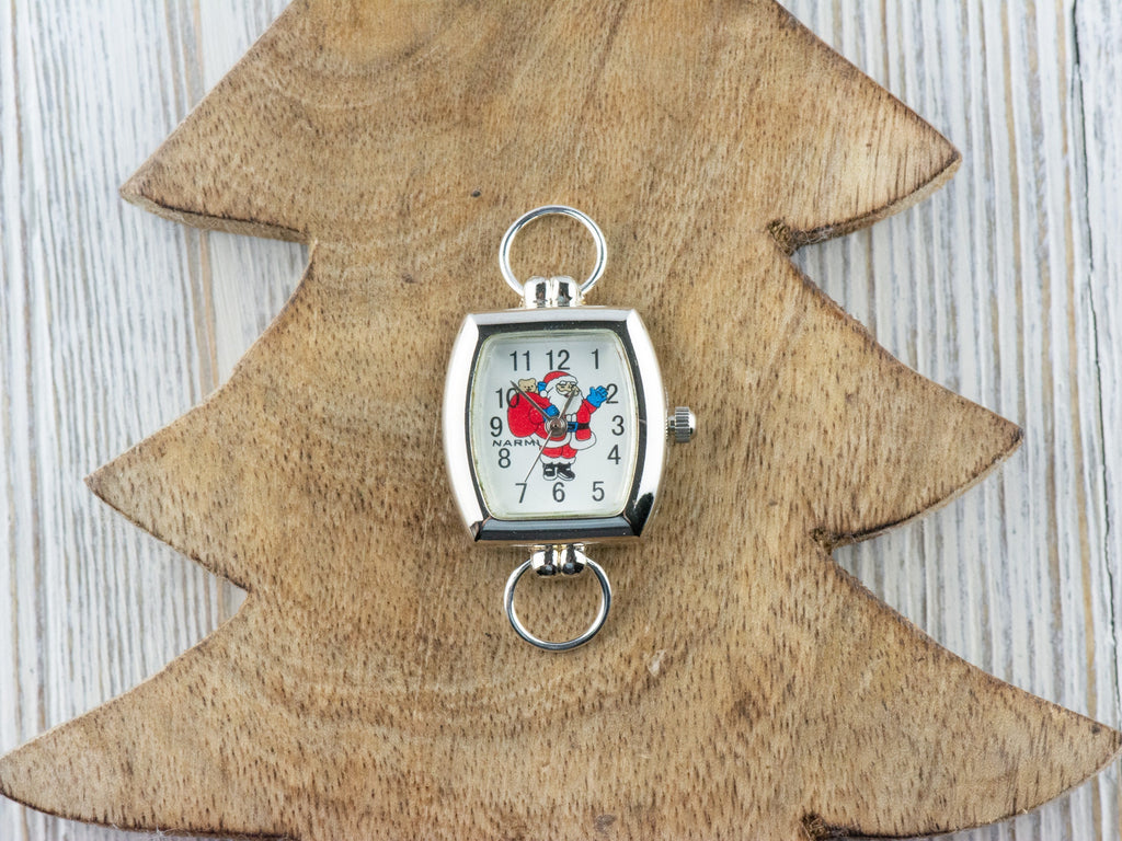 Watch Face, Santa Claus, Square, White Face, Christmas Watch, Holiday Jewelry, Festive