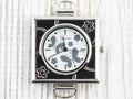 Butterfly Silvertone Round Display Square Watch Face • DIY Beading Watch • Jewelry Making • Analog • Loops and Battery Included