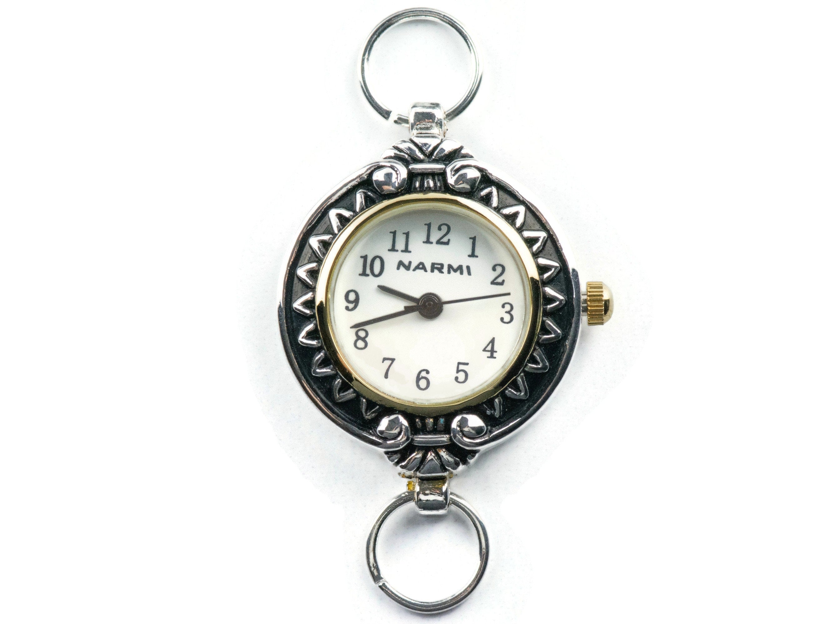 Sunflower White Dial Two-Tone Round Watch Face • DIY Beading Watch • Jewelry Making • Analog • Loops and Battery Included