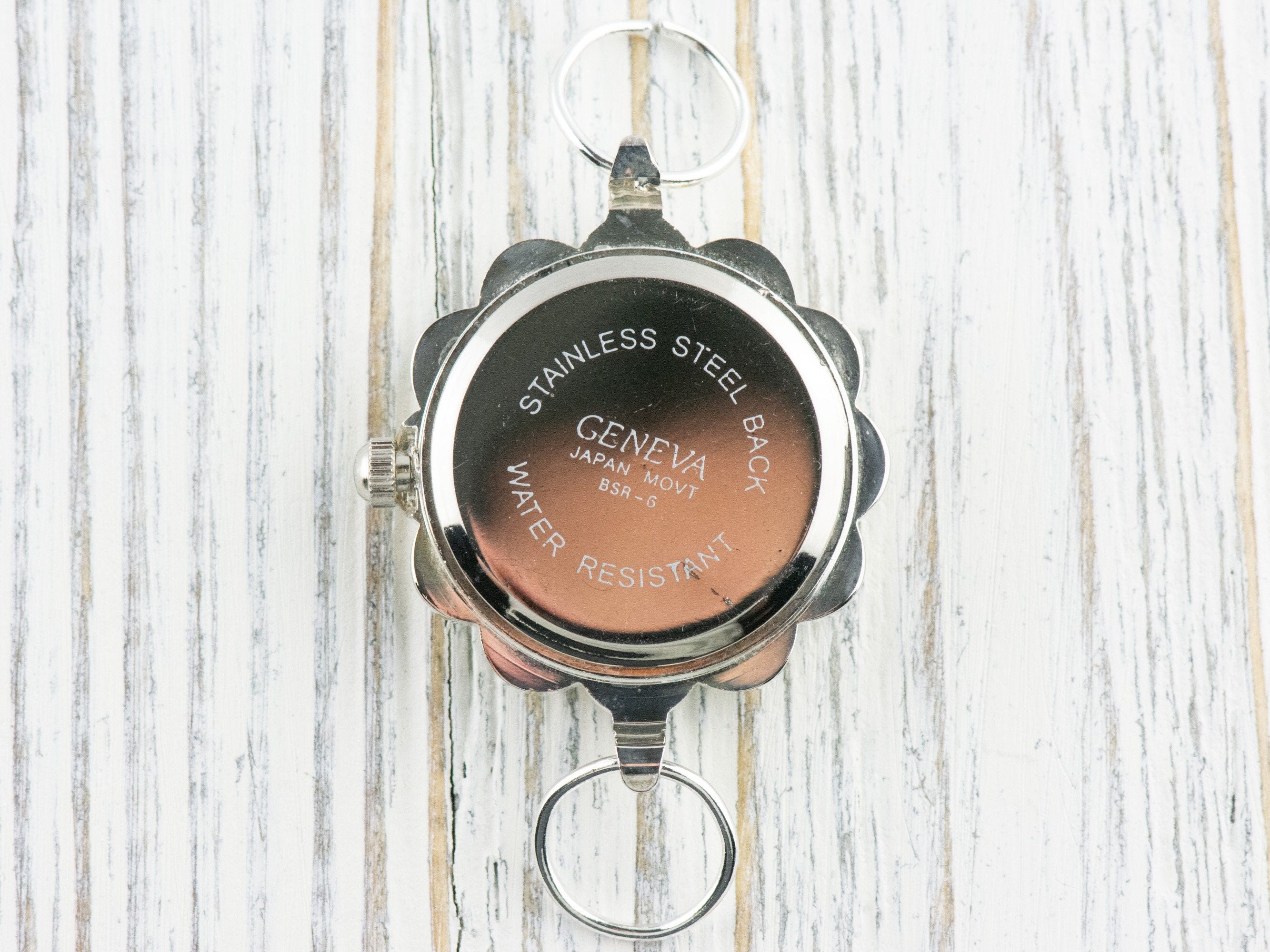 Pink Ribbon Silvertone Flower Watch Face • White Dial • DIY Beading Watch • Jewelry Making • Analog • Loops and Battery Included