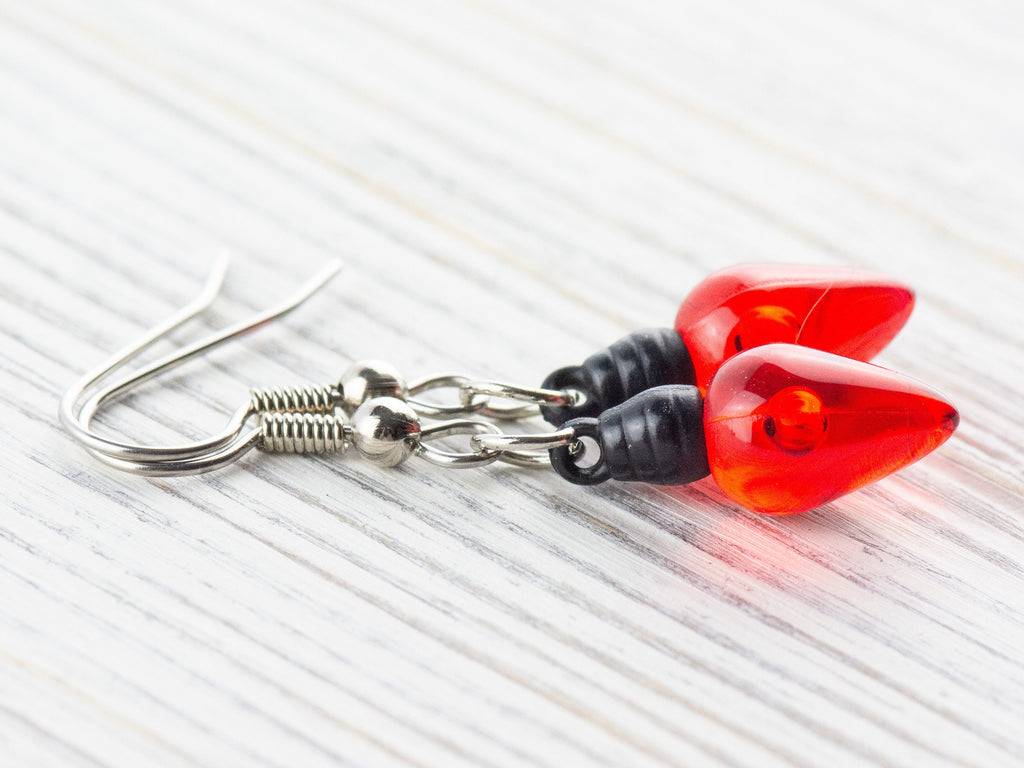 Christmas Lights Dangle Earrings, Holiday Jewelry, Feeling Festive, Handmade Gift