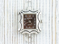 Brown Dial Silvertone Square Frame Watch Face • DIY Beading Watch • Jewelry Making • Analog • Loops and Battery Included