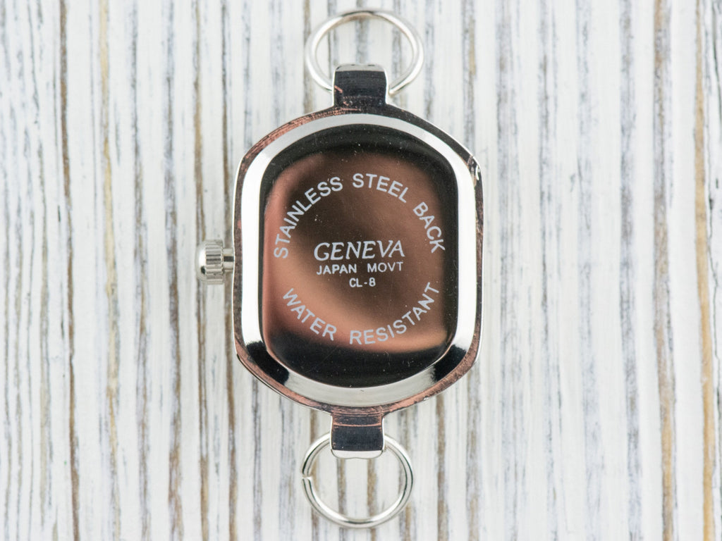 Brown Dial Silvertone Rectangle Watch Face • DIY Beading Watch • Jewelry Making • Analog • Loops and Battery Included