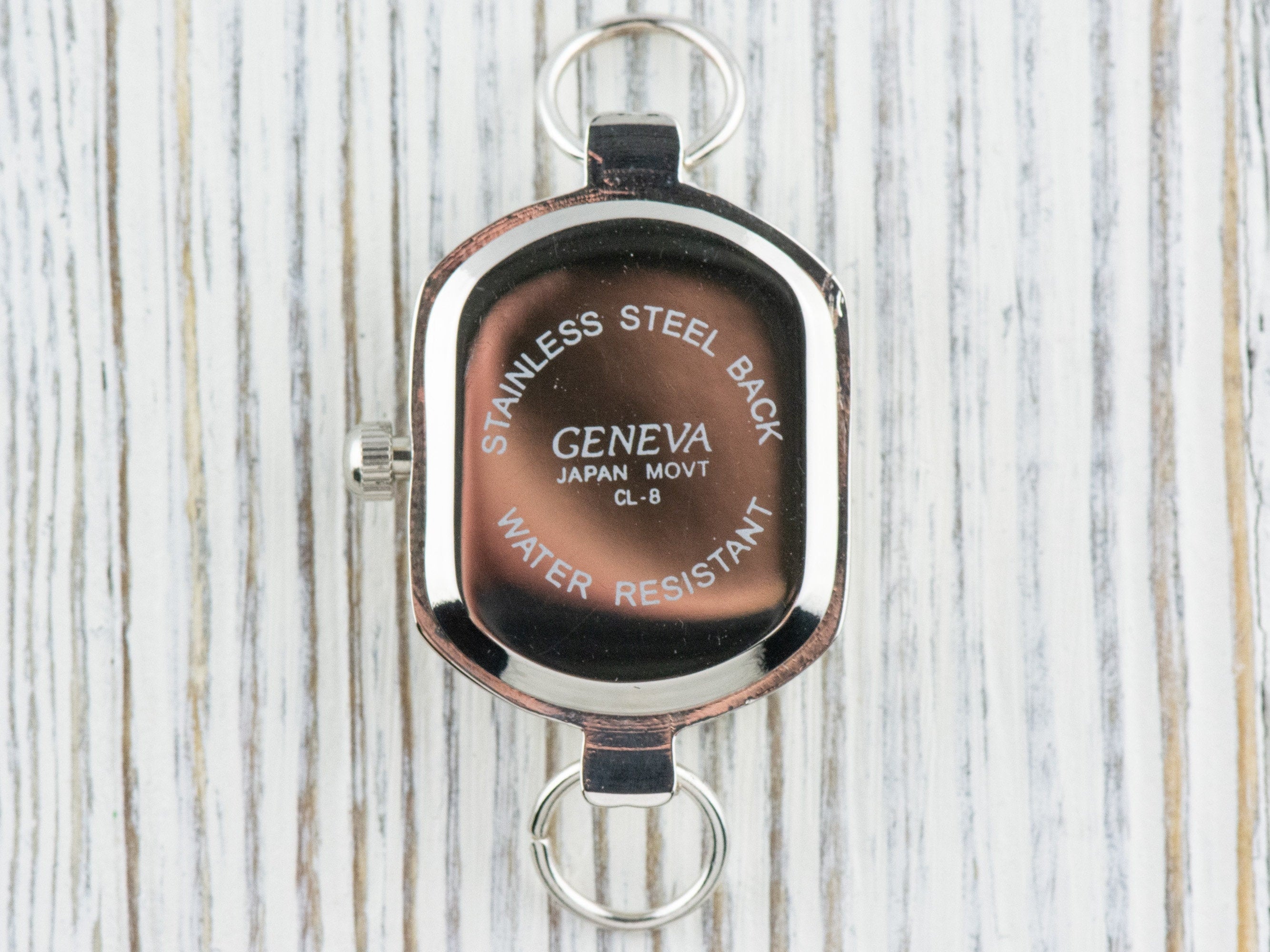 Brown Dial Silvertone Rectangle Watch Face • DIY Beading Watch • Jewelry Making • Analog • Loops and Battery Included