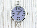 Lavender-Purple Dial Big-Numbers Round Silvertone Watch Face • DIY Beading Watch • Jewelry Making • Analog • Loops and Battery Included