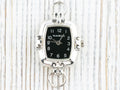 Black Dial Silvertone Square Watch Face • DIY Beading Watch • Jewelry Making • Analog • Loops and Battery Included