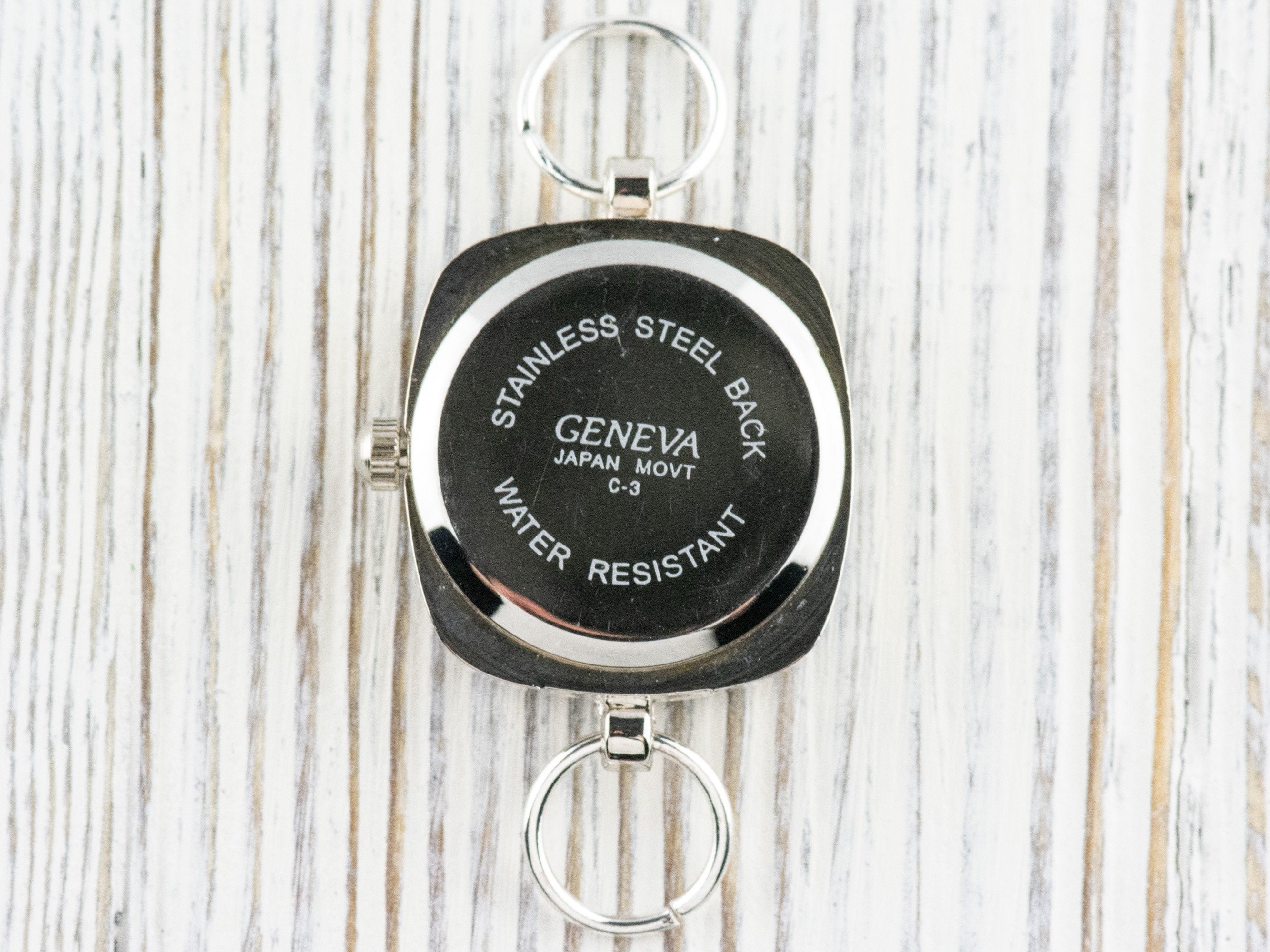 Black Dial Silvertone Oval Display Square Watch Face • DIY Beading Watch • Jewelry Making • Analog • Loops and Battery Included