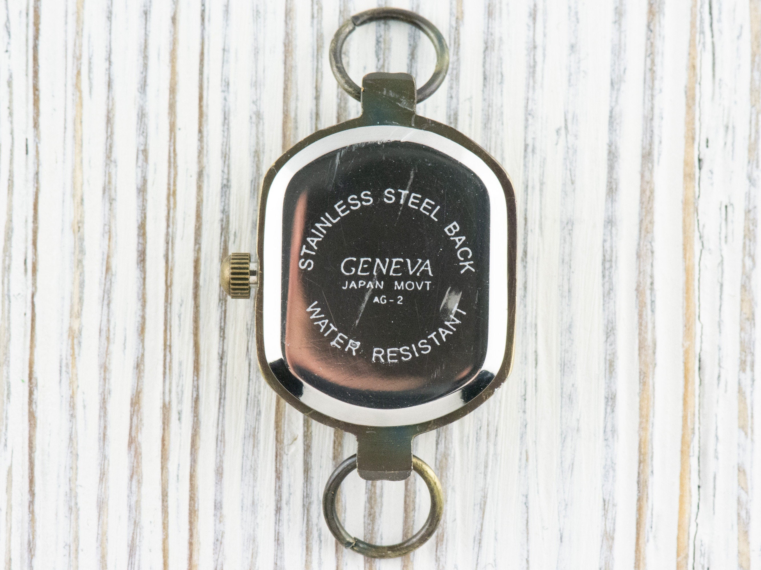 Antique Gold Rectangle Watch Face • White Dial • DIY Beading Watch • Jewelry Making • Analog • Loops and Battery Included