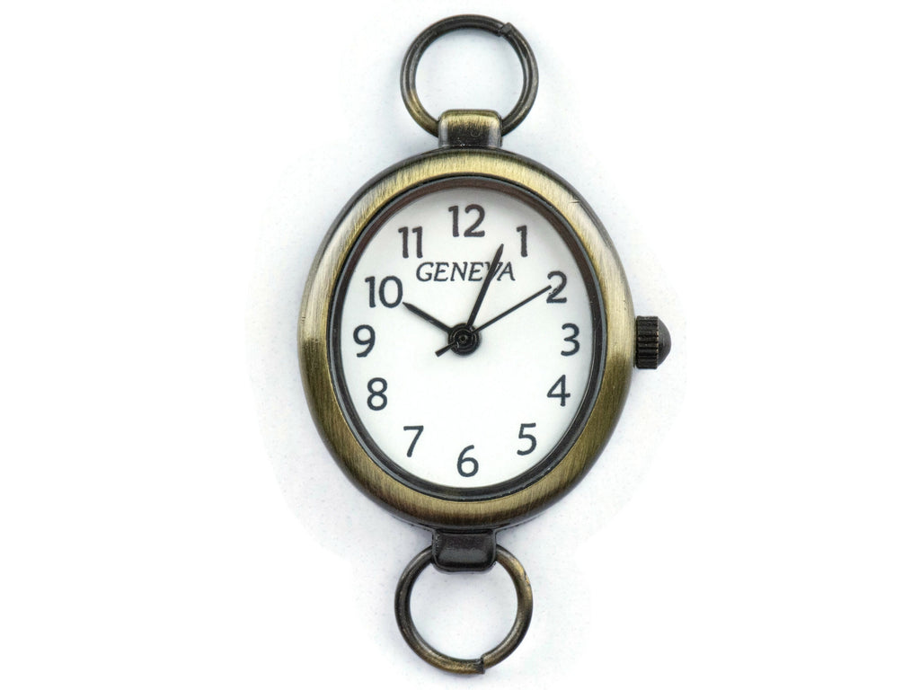 Antique Gold Oval Watch Face • White Dial • DIY Beading Watch • Jewelry Making • Analog • Loops and Battery Included