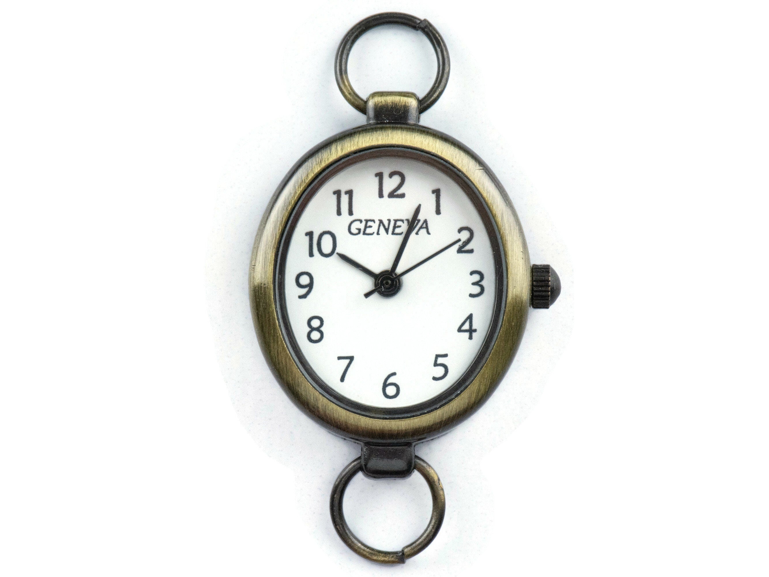 Antique Gold Oval Watch Face • White Dial • DIY Beading Watch • Jewelry Making • Analog • Loops and Battery Included