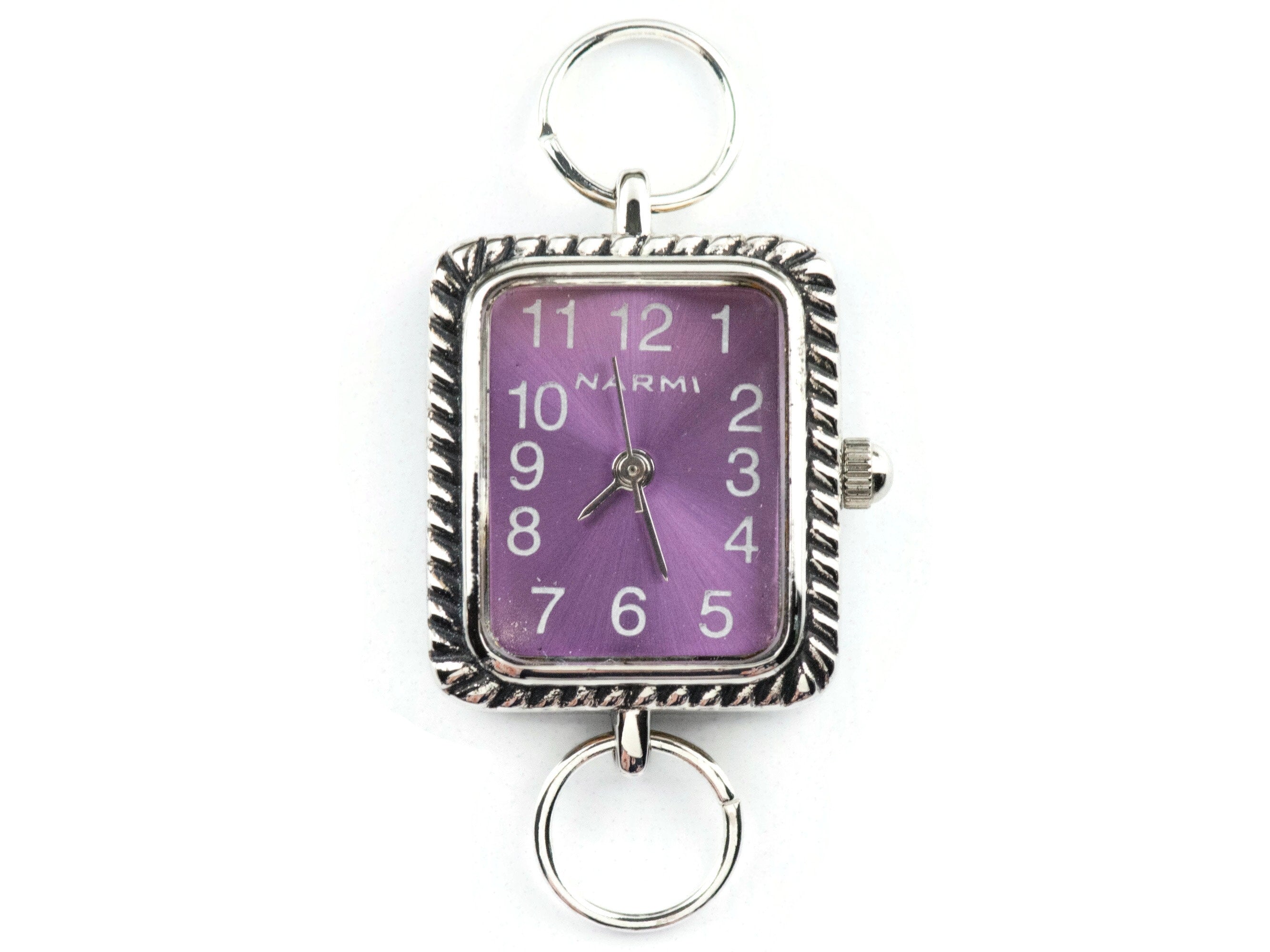 Purple Dial Silvertone Square Watch Face • DIY Beading Watch • Jewelry Making • Analog • Loops and Battery Included