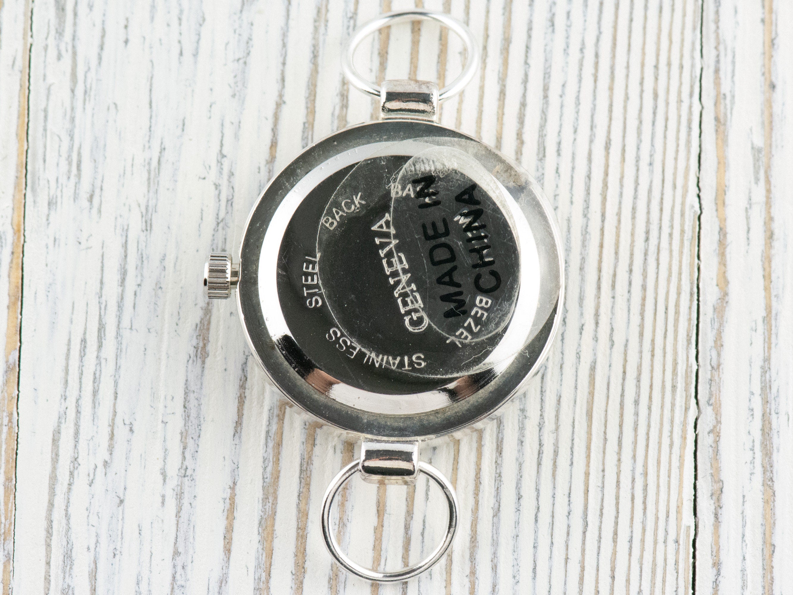 Dandelion White Dial Silvertone Round Watch Face • DIY Beading Watch • Jewelry Making • Analog • Loops and Battery Included