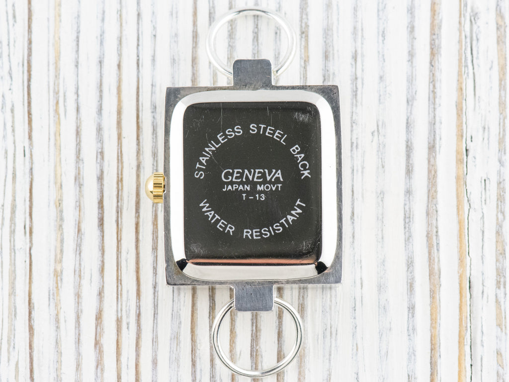 White Dial Two-Tone Square Watch Face • DIY Beading Watch • Jewelry Making • Analog • Loops and Battery Included