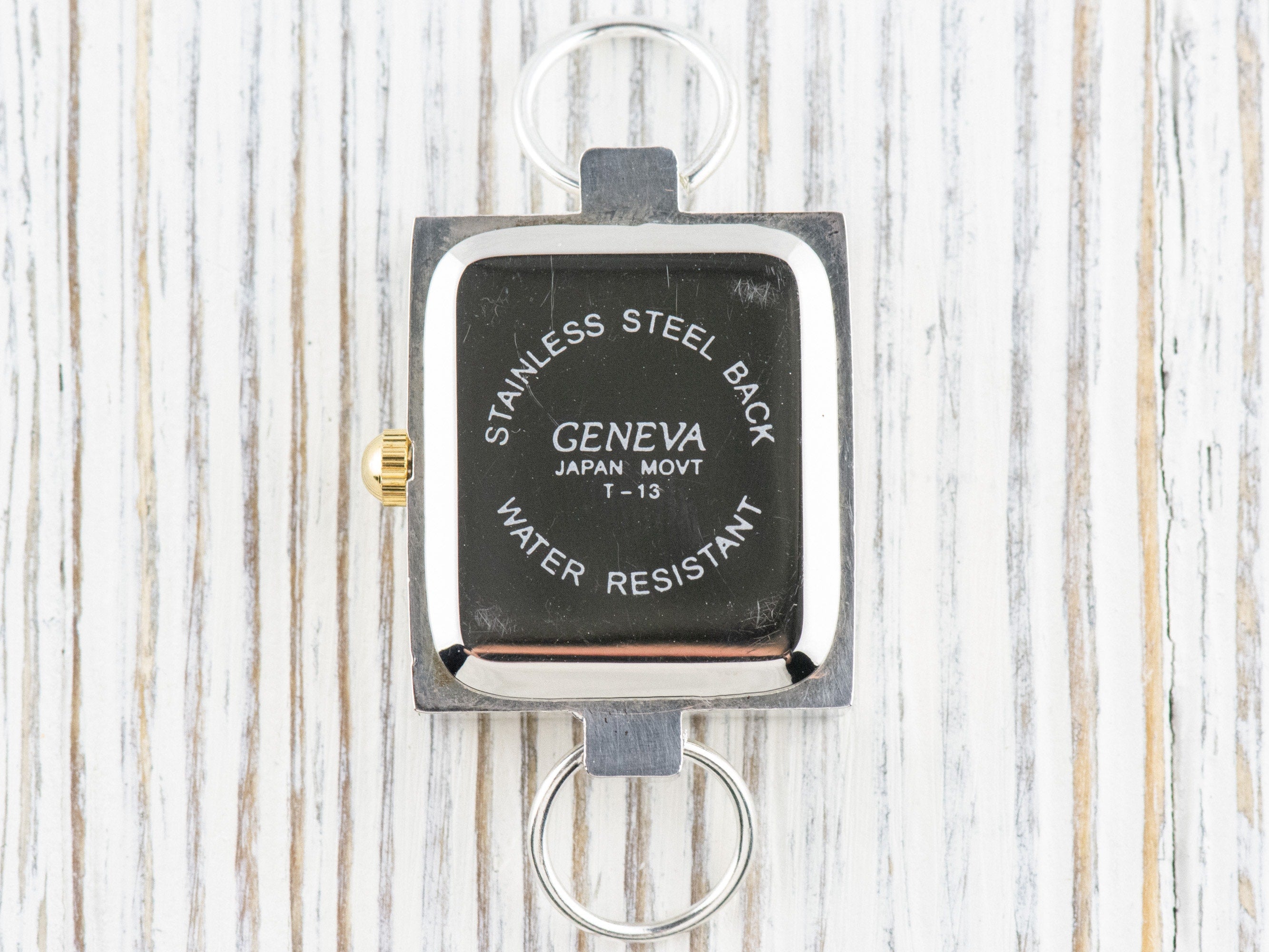 White Dial Two-Tone Square Watch Face • DIY Beading Watch • Jewelry Making • Analog • Loops and Battery Included