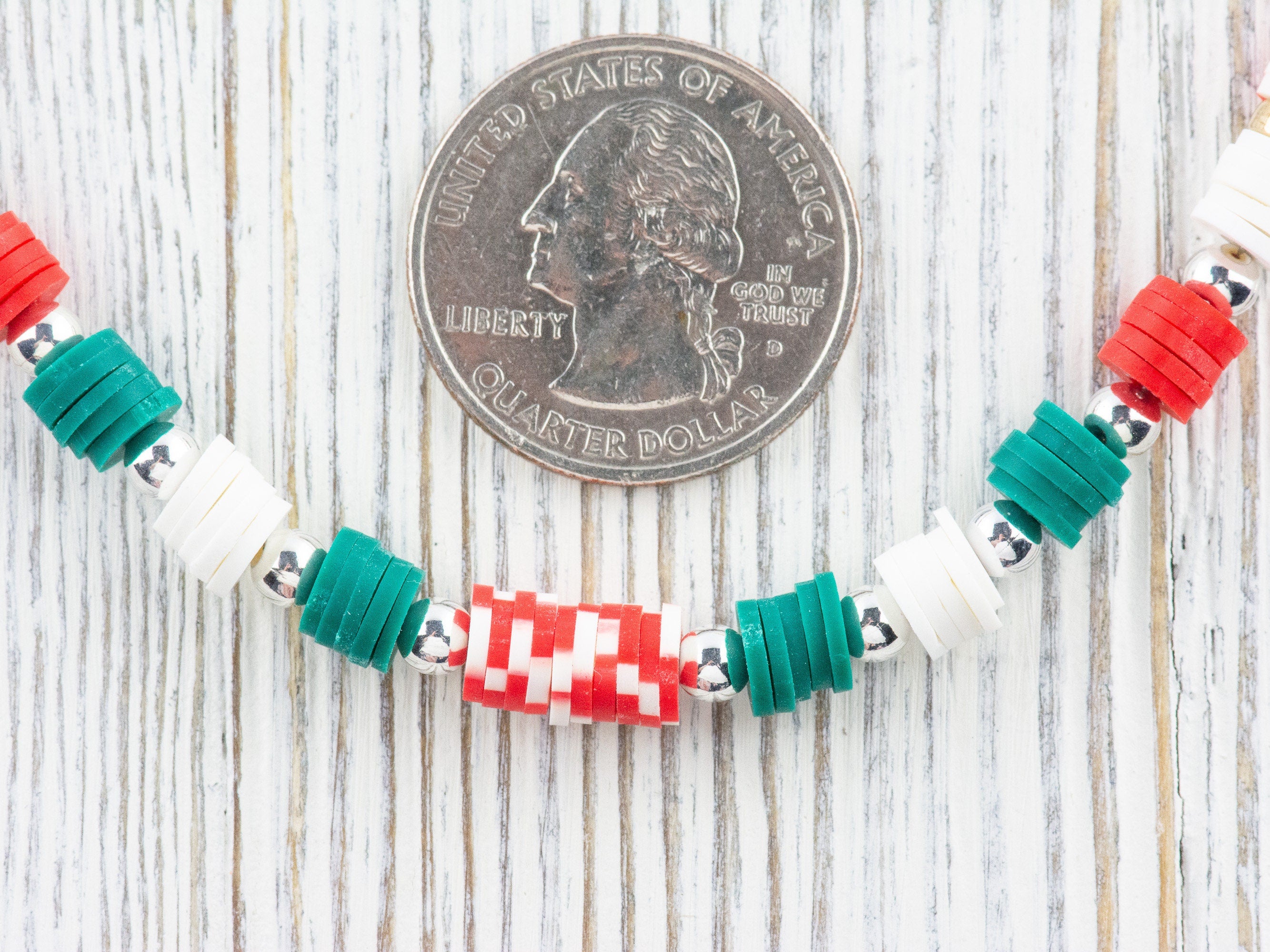 Holiday Cheer Red and Green Heishi Necklace, Christmas Jewelry, Feeling Festive, Handmade Gift
