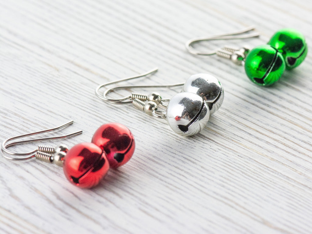 Jingle Bell Dangle Christmas Earrings • Holiday Jewelry • Feeling Festive • Handmade Gift for Her