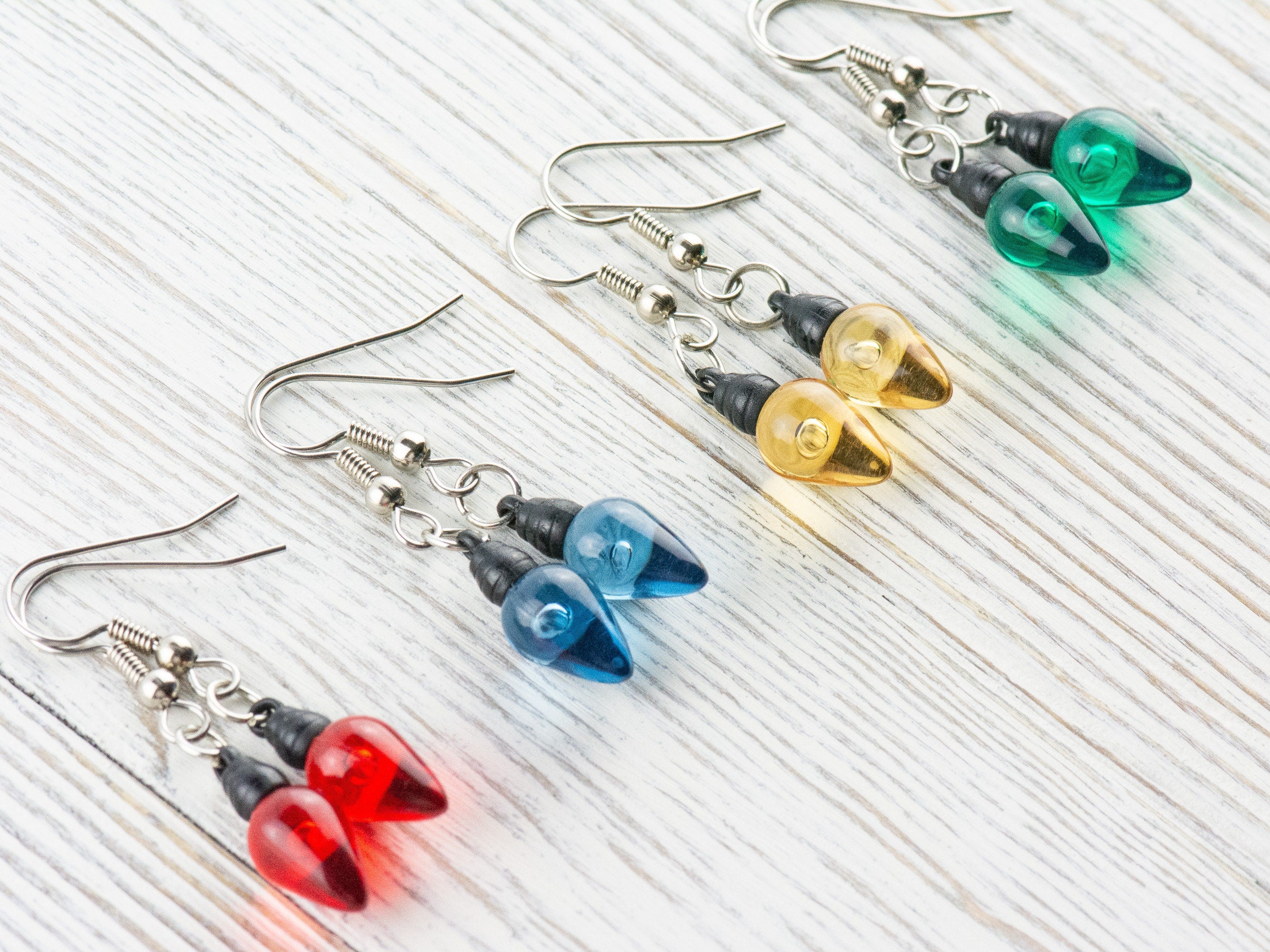 Christmas Lights Dangle Earrings, Holiday Jewelry, Feeling Festive, Handmade Gift