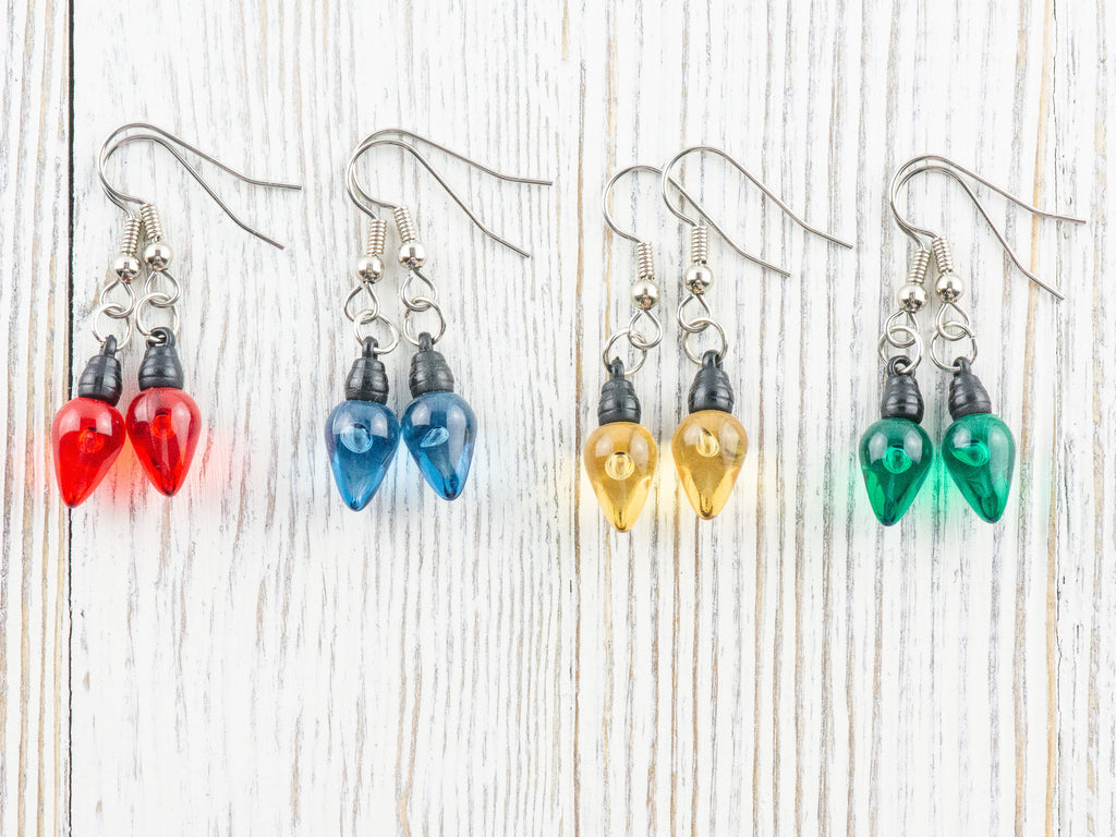 Christmas Lights Dangle Earrings, Holiday Jewelry, Feeling Festive, Handmade Gift