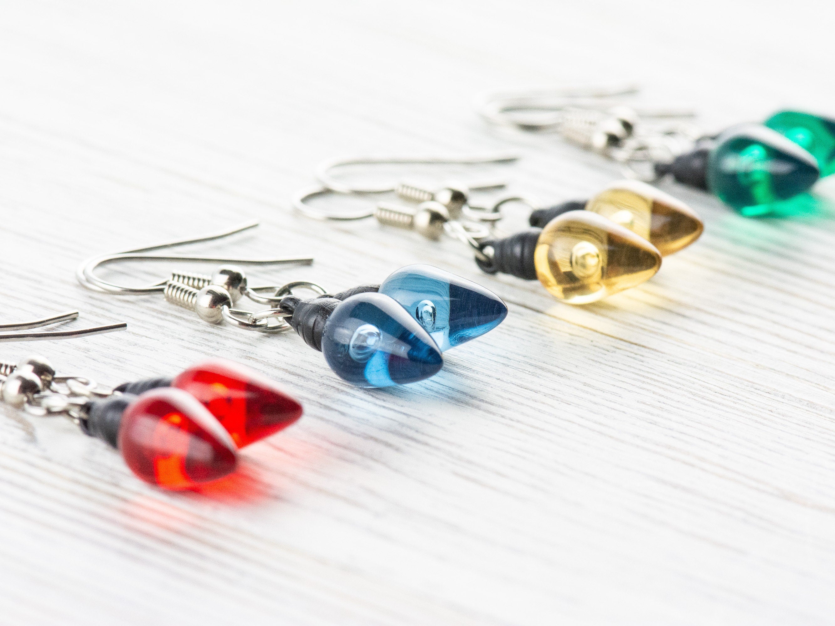 Christmas Lights Dangle Earrings, Holiday Jewelry, Feeling Festive, Handmade Gift