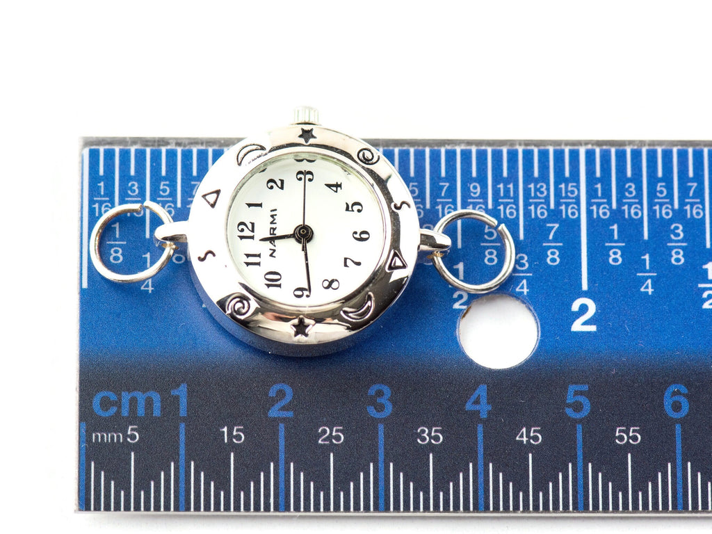 Celestial Silvertone Round Watch Face • White Dial • DIY Beading Watch • Jewelry Making • Analog • Loops and Battery Included