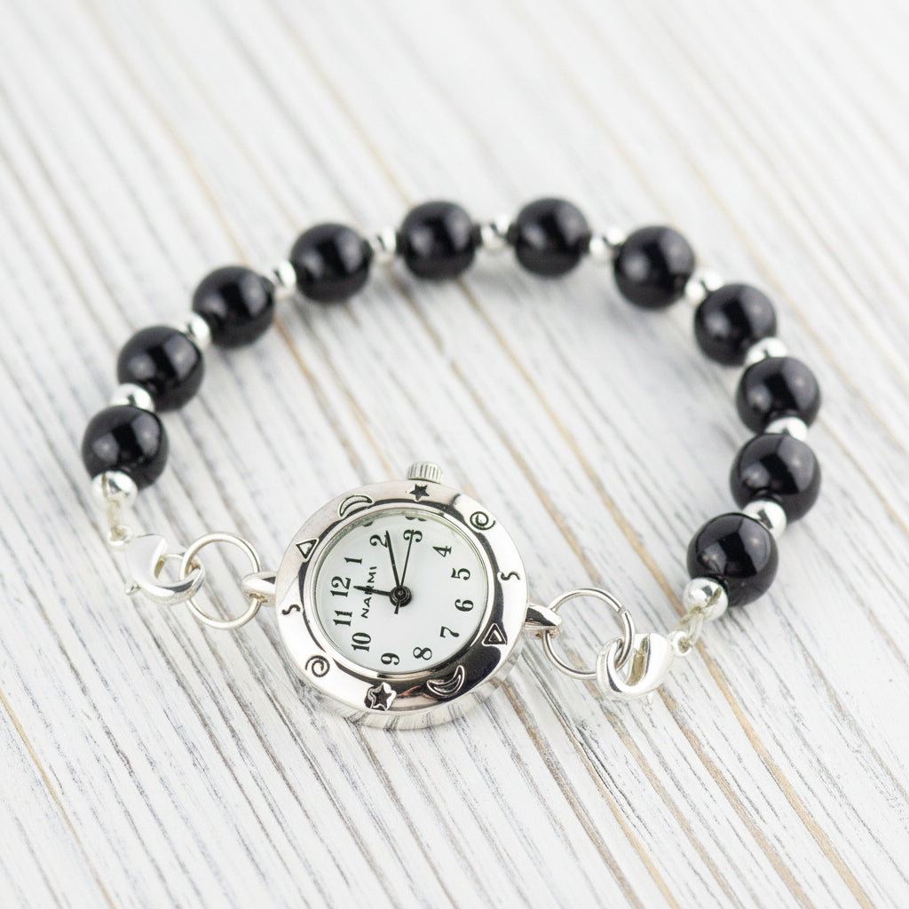 Celestial Silvertone Round Watch Face • White Dial • DIY Beading Watch • Jewelry Making • Analog • Loops and Battery Included