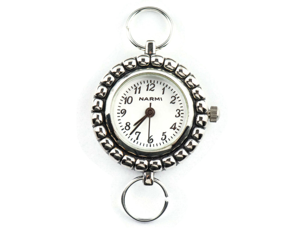 White Dial Silvertone Bumpy Round Watch Face • DIY Beading Watch • Jewelry Making • Analog • Loops and Battery Included